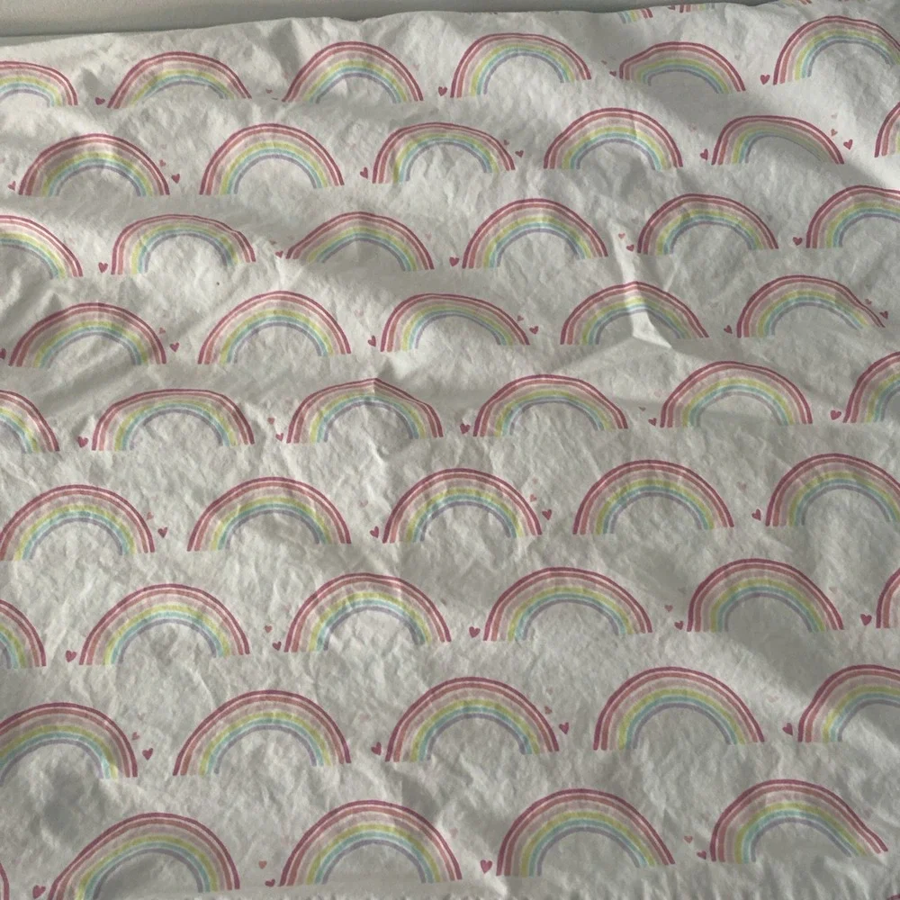 Pottery Barn Kids Rainbow Hearts TWIN Fitted Sheet & Standard Pillow Case